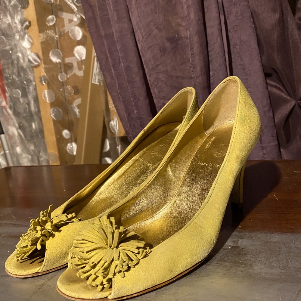 J. Crew Yellow Suede Heels